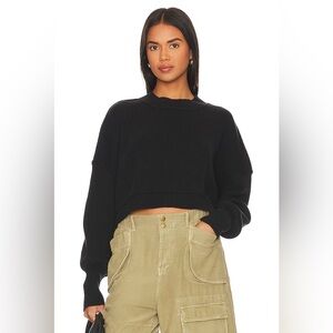NWT Free People Easy Street Crop Sweater in Black Size S